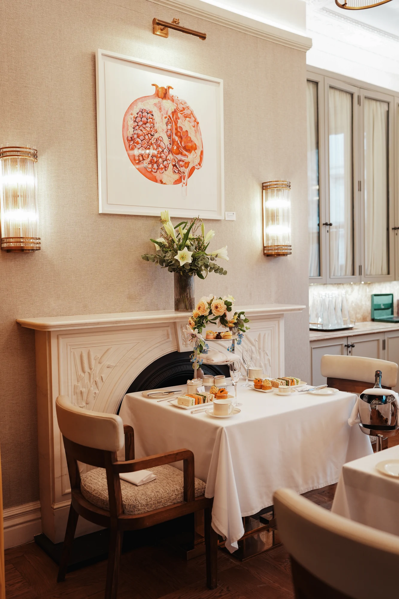 A table set for afternoon tea at The Adria
